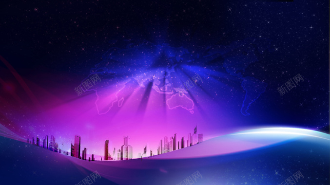 紫色梦幻城市海报背景背景