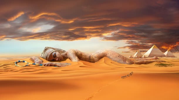 沙漠女神雕塑宽屏背景