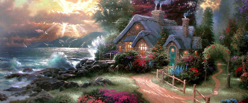 童话卡通小木屋背景