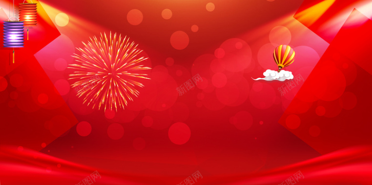 红色鸡年新年促销活动海报背景背景