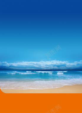 壮丽沙滩海洋蓝色背景背景