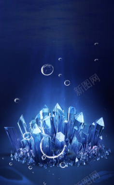 蓝色冰块冰雕海报背景背景