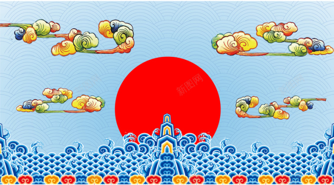卡通中国风中秋节月圆背景背景