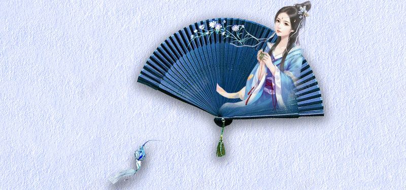 古风蓝色质感中国风平面banner背景