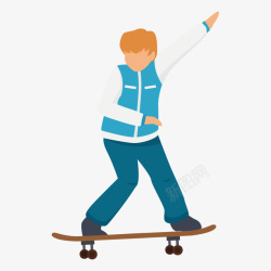 溜滑板的青春活力男学生矢量图素材