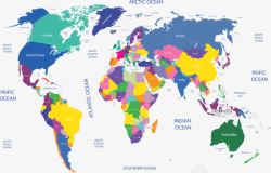 五彩世界彩色世界地图高清图片