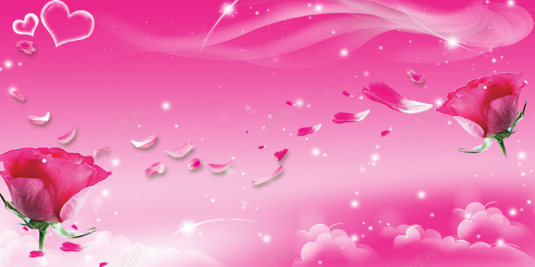 浪漫玫瑰婚姻广告情人节背景粉色背景