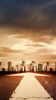 棕色城市建筑摄影PSD分层H5背景摄影图片