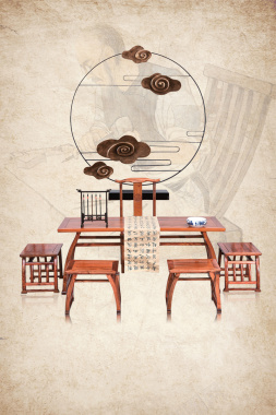 中国风复古古典家具定制海报背景背景
