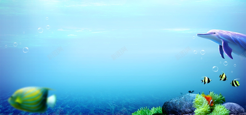 海洋海水大气清新蓝色淘宝海报背景背景