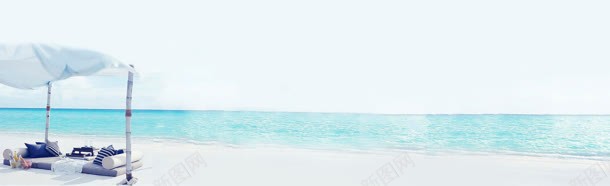 蓝色清新沙滩大海背景