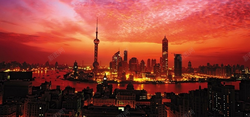 上海夜景背景摄影图片