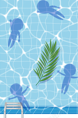 蓝色游泳池海报背景背景