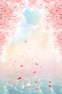 粉色浪漫樱花花瓣背景背景
