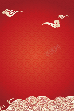 红色中国风传统花纹海报背景背景