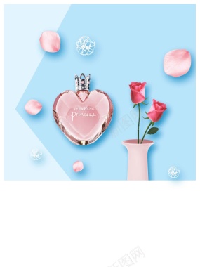 玫瑰花化妆品香水海报背景模板背景