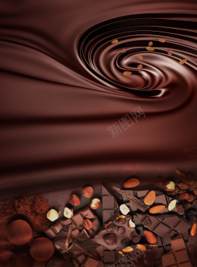 丝滑浓情创意巧克力甜品店海报背景背景