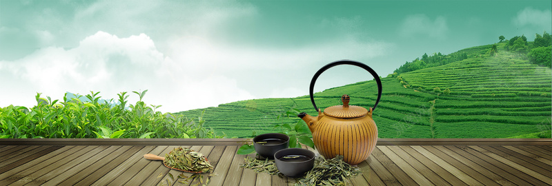 清新绿茶海报背景背景