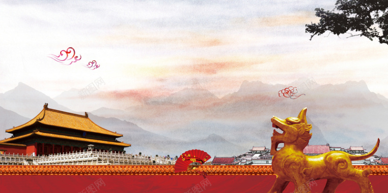 大气北京故宫建筑旅游宣传海报背景背景