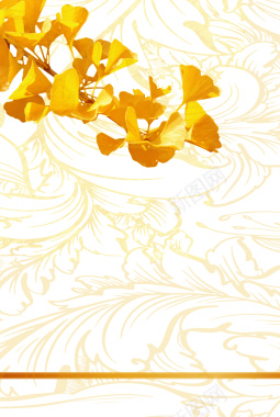 金色花纹银杏海报背景背景