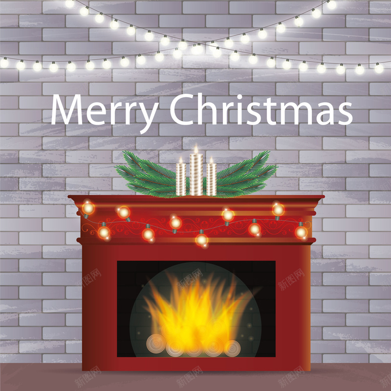 圣诞壁炉背景矢量图ai设计背景_88icon https://88icon.com 圣诞 墙纸 壁炉 灯光 背景 矢量图