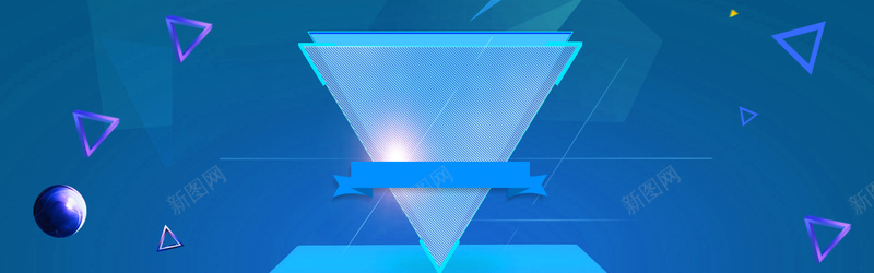 双11几何三角促销季蓝色banner背景