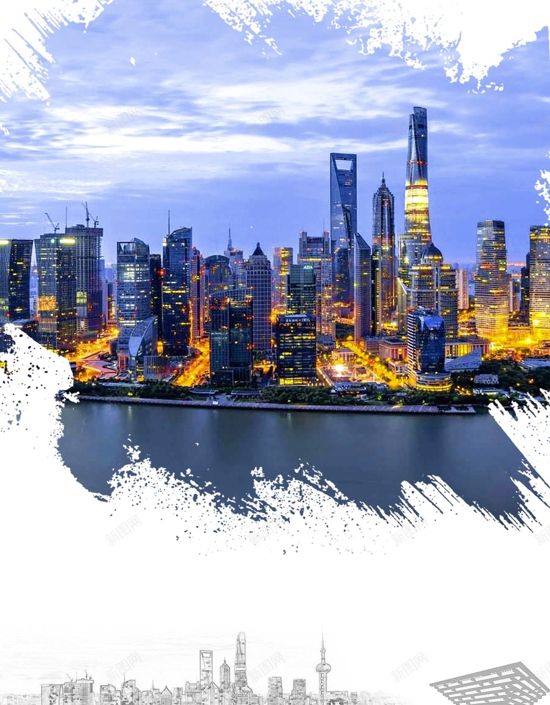 上海旅游夜景海报psd设计背景_88icon https://88icon.com 上海 上海海报 促销 夜景 夜景海报 展板背景 旅游 旅游海报 海报