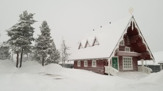 自然风光木屋雪景背景