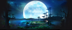 浪漫月球深蓝夜空神秘月光背景图高清图片