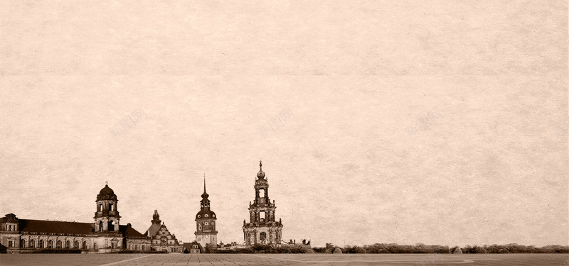 城堡古典怀旧褐色旅行海报背景背景