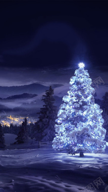 蓝色夜晚天空圣诞节主题背景背景