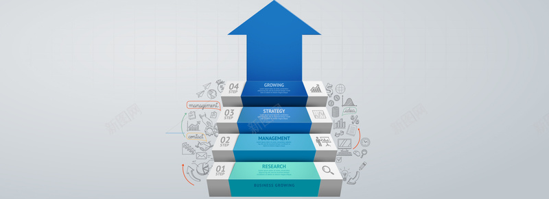 箭头向上商务灰色banner背景背景