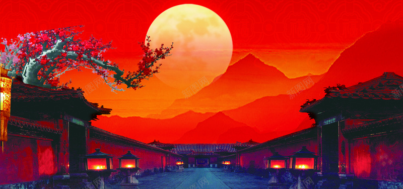 淘宝中国风红色背景背景