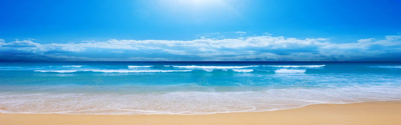 蓝天沙滩背景banner摄影图片