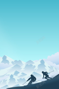 雪山登顶简约清新冬奥会海报背景高清图片