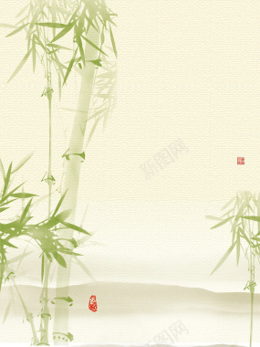 绿色淡雅水墨竹子二十节气惊蛰背景背景