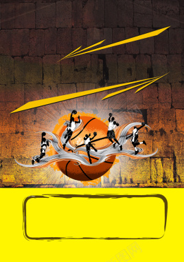 砖墙复古酷炫篮球赛海报背景背景