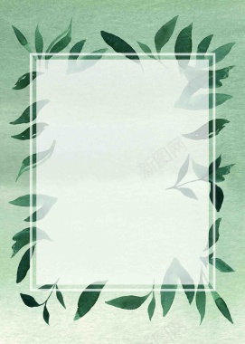 美式手绘水彩森林水墨森林贺卡绿色海报背景背景