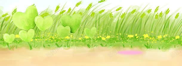 绿色手绘植物淘宝背景背景