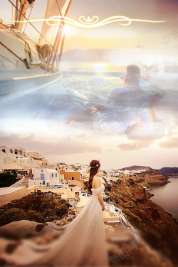 希腊游希腊旅游海报背景高清图片