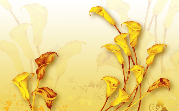 黄色花朵纹理背景图背景