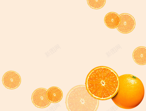 清新鲜橙宝宝相册海报背景模板背景