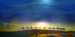 蓝色骆驼蓝色天空一带一路背景高清图片