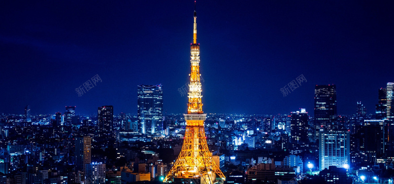 东京铁塔夜景淘宝banenr摄影图片