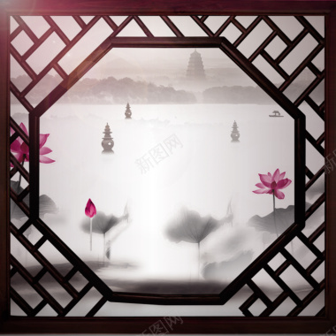 古典木窗中国风背景图背景