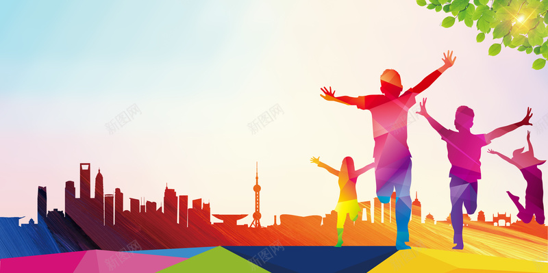 校园时尚开学季领跑新学期宣传海报背景psd设计背景_88icon https://88icon.com 卡通老师 同学 城市 开学 开学季 扁平 树叶 黑板