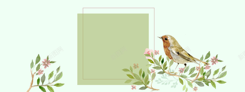 绿色小清新文艺水彩手绘花朵背景背景