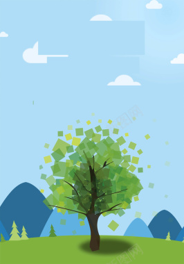 植树节卡通手绘海报背景背景