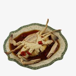 花瓷盘里的熟梭子蟹素材