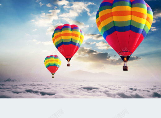 热气球蓝天背景摄影图片